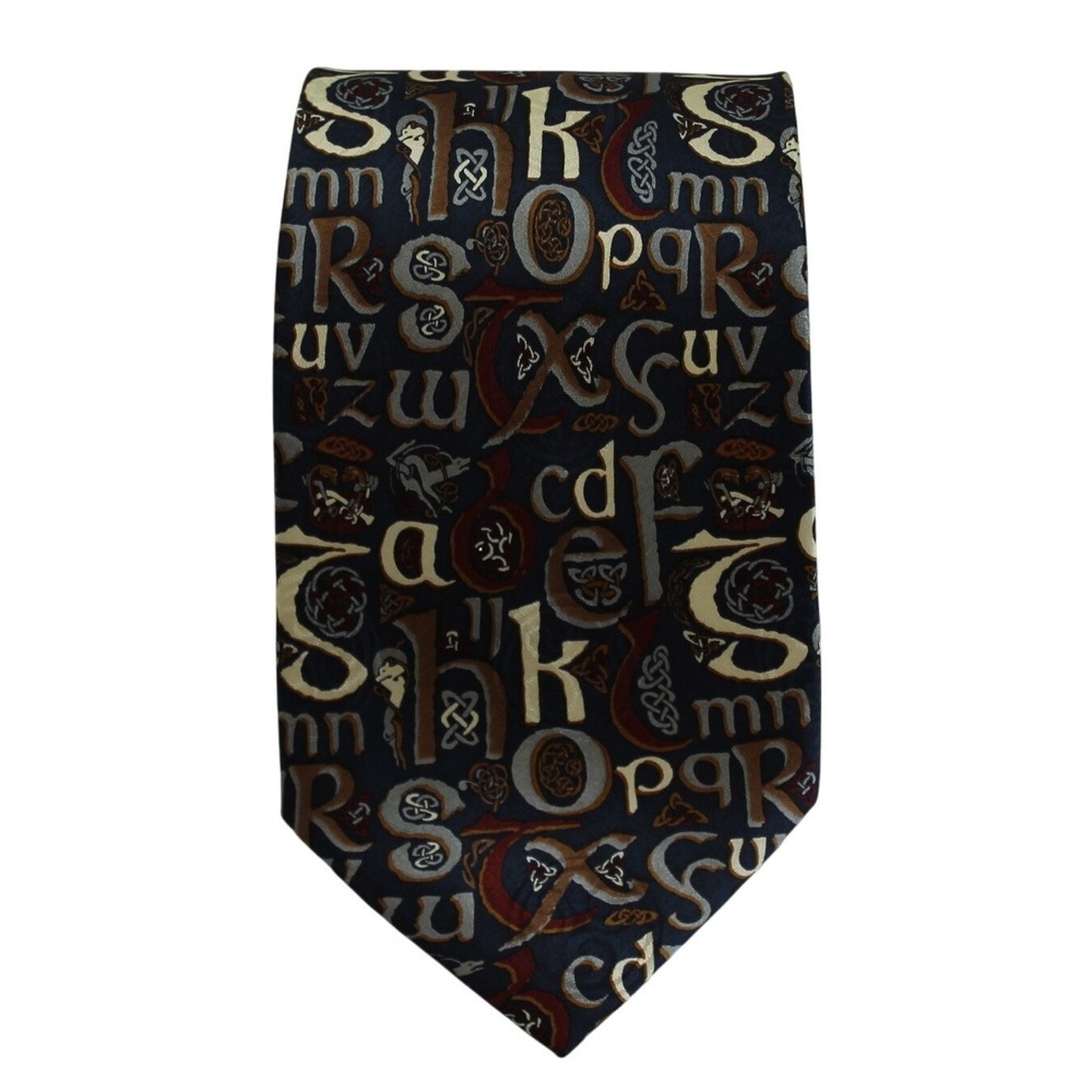 Traditional Craft Silk Necktie Alphabet Print Men's Business Casual